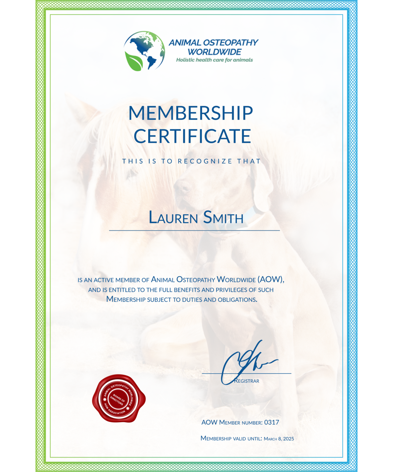 Lauren Smith Animal Osteopathy Worldwide
